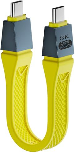 MISYNLON Cavo corto Thunderbolt 5, PD240 W, da USB C a USB C, cavo di ricarica rapida da 80 Gbps, trasferimento dati fino a 120 Gbps, larghezza di banda Dual 8K 6K Video Sync Display, per Thunderbolt