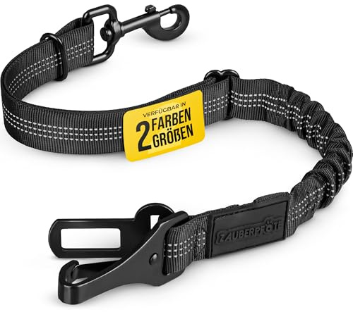 ZAUBERPFOTE Hundegurt 'Argo‘ fürs Auto – Verstellbarer Sicherheitsgurt mit Rückdämpfung & ISOFIX Anschluss – Anschnallgurt für alle Hunderassen (Schwarz, Gr. S)