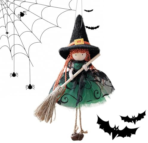 Hiemible Muñeco Bruja Cocina Hecho A Mano - Colgante de Bruja de Halloween,Figura Coleccionable de Decoración Colgante Escalofriante para Interior Exterior Jardín Pared Ventana Hogar