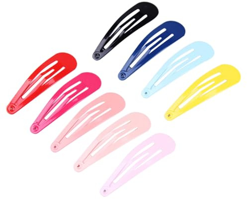 HAPINARY 100pcs Metal Hair Snap Clips Waterdrop-shaped Barrettes Glossy Candy Colors Assorted for Lacquer Coating Easy to Use Hair Accessories