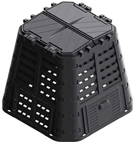 Generico Compostiera da Giardino Nera 93,3x93,3x80 cm 480 L,Prato e Giardino,Giardinaggio,Compostaggio,Compostiere-146276