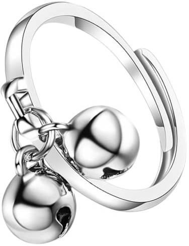 OSALADI Aperto Regolabile da Donna Doppia Campanella in Rame Colore Argento, Design Creativo e Delicato, Accessorio per Ogni Occasione