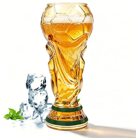 bechoanigel 500 ML Fußball Bierkrug, WM Bierkrug zum Beobachten von Fußball, Weltcup Bierkrug für Bier, Cocktails, Getränke, Fußballparty (Transparente Ausführung)