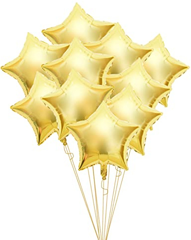Haofy 10 St Aluminiumfolieballonger, återanvändbara 10 Tums Glänsande Festliga Dekorationer för Födelsedagbröllopsevenemang Säker Sprängsäker Design Fotoklar Bakgrund Mångsidig Festanvändning (Guld)