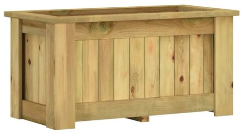 Yunovire Upphöjd bädd av impregnerad furu 100 x 50 x 50 cm, för trädgård, balkong, terrass, väderbeständig planteringskruka, hållbar, perfekt för blommor, grönsaker, örter, inomhus och utomhus