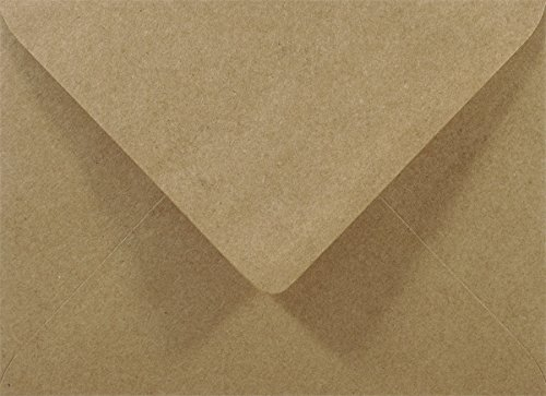 Netuno 500 Sand-Braun DIN B6 Kraftpapier-Umschläge 125x175 mm Spitzklappe ohne Fenster Briefumschläge umweltfreundlich Einladungsumschläge Naturpapier