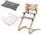 Leander Stuhl natur - Hochstuhl - Kinderstuhl - Erwachsenenstuhl mit Babybügel + Tablett weiß + Kissen cool grey