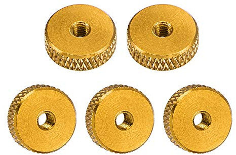 uxcell Flat Knurled Nut - M3 x 12mm x 4mm Thumb Nuts Lock Adjusting Nuts Aluminum Alloy Golden 5Pcs