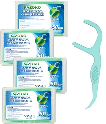 Palillos de dientes de hilo dental extra fuertes para púas de hilo dental, menta fresca, 200 unidades
