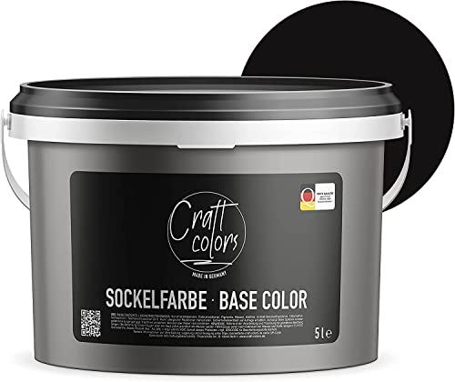 Peinture noire 5 L - Qualité pro pour béton, mur, façade, toit - Abrasion humide classe 1 - Résiste UV/intempéries - Fabriqué en Allemagne - Pour surfaces très sollicitées
