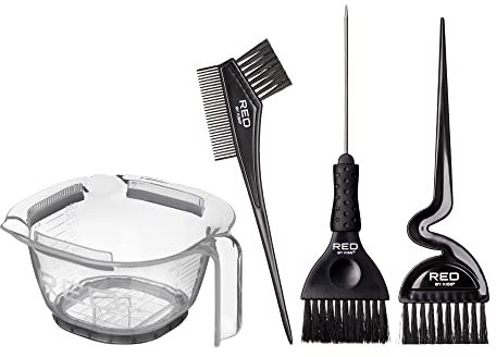 Red by Kiss Haarfärbe-Set, Haarbleich-Set, Rührschüssel und Färbepinsel (3 Stück)