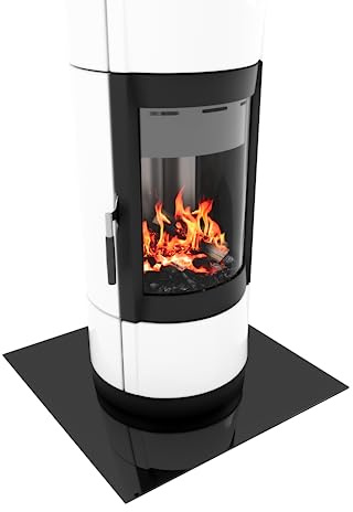 BIJON Glasplatte Schwarz Quadrat für Kaminofen mit Dichtlippe, Glasbodenplatte - Funkenschutzplatte Glas mit polierter Kante, Kaminglas Bodenplatte, Stärke 6mm 80x80 cm