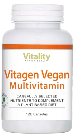 Vitagen Vegan Multivitamin Kapseln, Komplex mit 13 Vitaminen und 10 Mineralstoffen Hochdosiert (120 Kapseln) Multivitamin-Präparat Vitality Nutritional by VitaminExpress