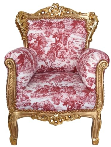 Sillón infantil antiguo barroco Toile de Jouy Gold 56 cm cat583a61 Palazzo Exclusivo