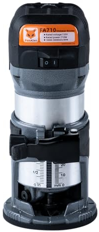 FoxAlien 1 HP 710W 65mm Diameter Compact Palm Router for CNC Woodworking,6 Variable Speeds Max 30000 R/MIN Wood Trimmer with 1/4” Collect (220V)