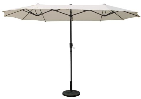 CONCEPT USINE | Parasol Double 2 x 4 m | SIENA Écru | Forme Ovale | Jardin Piscine Terrasse | Hauteur Réglable | Structure Acier | Toile Imperméable 100% Polyester | Traité anti UV