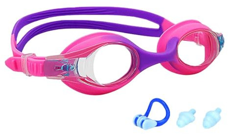 Kuxiptin Weitsicht-Schwimmbrille,Kinder-Schwimmbrille - Antibeschlag- und auslaufsichere Schwimmbrille für Kleinkinder | Verstellbare, auslaufsichere Komfortbrille mit Ohrstöpseln für Kinder im
