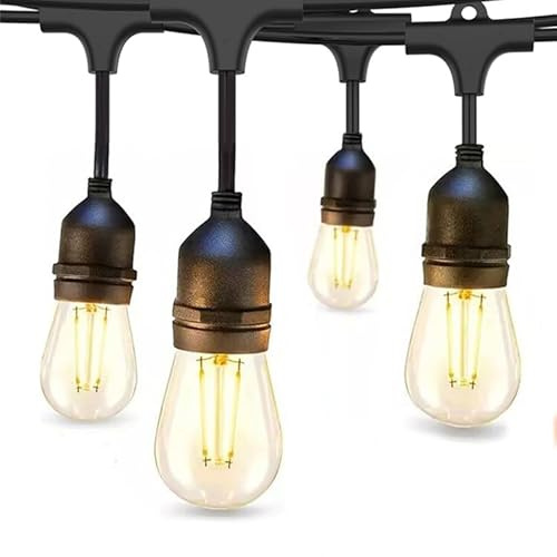 Dotrvmp Catena Luminosa Esterno 30m【PESANTE】 S14 LED 2W E27, IP65 Impermeabile e Robusta Collegabile Antirottura 2700K Bianco Caldo per Giardino, Patio, Balcone, Feste, Matrimoni, Giardini, Terrazze