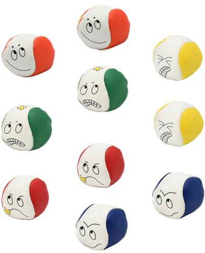 AolKee 10 Stücke Jonglingbälle Set für Anfänger, Mini Bunte Jonglierbälle Kinder, Jonglierbälle Erwachsene,Juggling Balls, Weiche und lustige Emoticon Jonglieren Kugeln für Jonglieren Spielzeug Spiel
