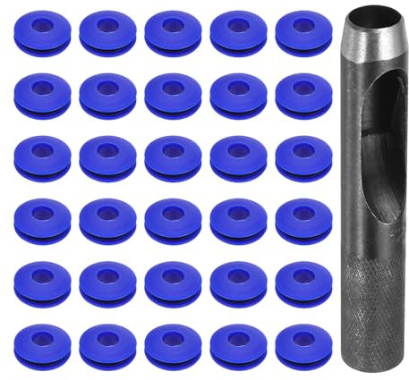 QUARKZMAN Kit de Herramientas de Ojales para Lona, 12mm Alicate Negro para Ojales, 30Pcs Arandelas de Plásticos Ojales, para Lonas Textiles Cortinas Carpas Toldos Sujeción Clip, Azul