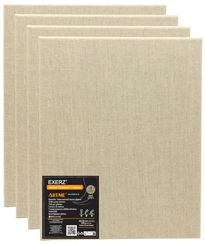 Exerz Pannelli in tela 30x40cm,100% lino, 3 mm, A3, 320 g/m², tripla primer/senza acidi/grana media, per artisti di tutti i livelli