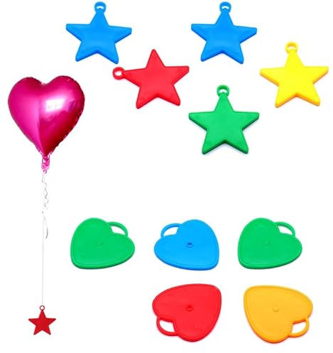 LilaLemon 10pcs Helium Balloon Weights, Heart Star Colorful Plastic Weights for Parties, Celebrations Decoration