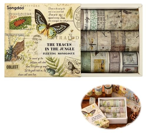TSLBW 20 Rolls Washi Tape Sets Scrapbooking & Stamping Supplies Decorative Tape Multi-Patter Craft Tapes for DIY Journal Craft Gift Wrapping Scrapbooking (Style A)