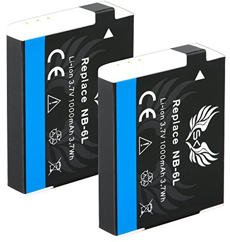 2X SK Akku Canon NB-6L | 1000mAh | für Canon Digital IXUS 85 is 105 is 300 HS 310 HS PowerShot S95 S200 SX600 HS SX710 SD3500 is SD4000 is und weitere