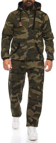 Finchman Finchsuit 1 herrjoggingdräkt, träningsoverall, sportdräkt i bomull, Camo-grön, S