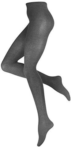 Yenita Warme Damen Baumwoll Strumpfhose, Strickstrumpfhose Uni Farben (36-38, grau)