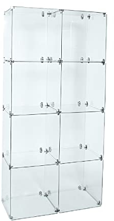 Glassteckvitrine „Hoch“ Glasregal Vitrine 8 Fächer á 30x30cm o. 40x40cm Sicherheitsglas Verkaufsvitrine Ausstellungsvitrine Messevitrine Verkaufsregal Fächervitrine Schaufenstervitrine (30 x 30 cm)