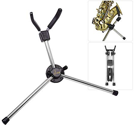 Btuty Sopran Saxophon Ständer Faltbarer Saxophon Metall Bodenständer Halter mit Tragetasche