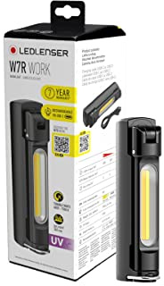 Ledlenser W7R Work - Lampe de travail rechargeable LED, 600lm avec UV, 6h d’autonomie, Pliable & Rotative, USB-C, Aimant & Crochet, IP54 - Lampe d’Inspection pour Atelier, Garage, Mécanique, Bricolage