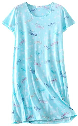 BERDITH Nighties for Women Nightdress Ladies Cotton Blend Nightie Soft Night Dress Womens T Shirt Nightdresses Summer Plus Size Nightwear Sleep & Lounge UK 14/16 Purple Mothers Day Mum Mummy