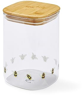 Cooksmart British Designed Medium Glass Storage Jars | Glass Storage Jars For Kitchen With Modern Designs | Spaghetti Storage Jar or Pasta Containers - Bumble Bees