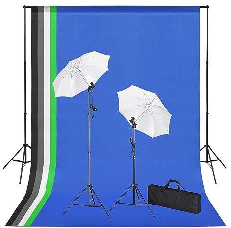 Homgoday Juego de Estudio Fotográfico Portátil con Fondos, Luces, Paraguas, Kit Iluminacion, Set de Estudio de Fotografía