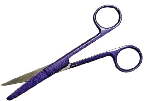 Forbici da medicazione, 14 cm, pronto soccorso, veterinari, toelettatura di animali domestici, infermieri, uso domestico e ufficio (Sharp Blunt Str, viola glitterato)