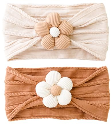 2PCS Stretchy Soft Wide Baby Hair Bows Headband - Turban Headband for Babies & Toddlers - Newborn to Infant - Photography Props & Accessories