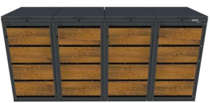 MBOX24 Mülltonnenbox 4er für 120 Liter Mülltonne | Golden Oak |Mülltonnenverkleidung