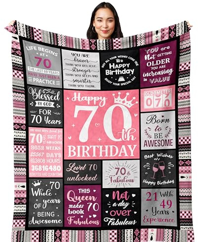Yesbird Regalo per 70° compleanno per donne, regali per 70° compleanno, regali per un 70° compleanno, regali per donna di 70 anni, regali di compleanno 1955 per donne coperta 200 x 150 cm