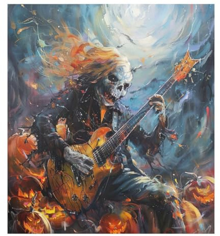 JUMBEAR Terrifying Skull Playing Guitar Dishwasher Magnet Cover Waterproof Magnectic Sticker Refrigerator Magnet Decor Home Cabinet Decals Appliances Stickers for Home Kitchen 58.4 cmx66.0 cm