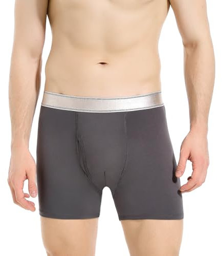 Homguard Inkontinenz-Boxershorts für Herren, Waschbare Schutzhose mit 150 ml Saugfähigem Urinvolumen, Auslaufsichere Unterwäsche, Wiederverwendbar, Baumwolle, Weich (Grau, L)