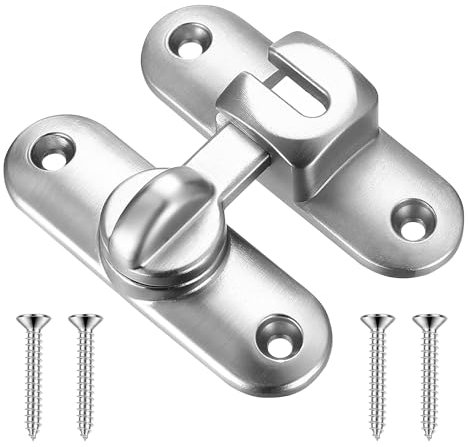 Verrou Porte Interieure, Serrure Porte Coulissante, Loquet Porte, Verrou de Porte pour Portes Coulissantes 90/180 Degrés, Verrou de Sécurité pour Porte de Grange Fenêtre Armoire Jardin, Argent