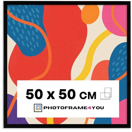 Photoframe4you - Cornice 50x50 cm in plastica con vetro acrilico - Nero