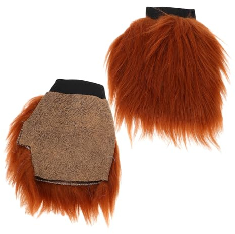 ORFOFE Guantes sin Dedos con Forma de Garra Peludos de Poliéster Afelpado Marrón Cálidos y Elásticos para Cosplay Disfraces y Fiestas de Halloween 1 Par
