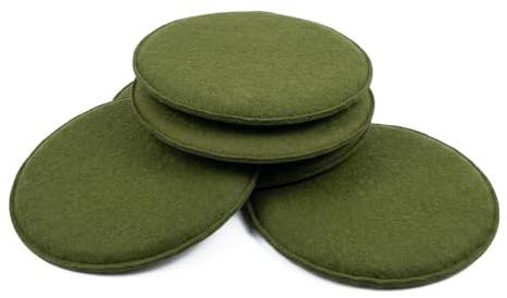 KAMACA Filz Sitzkissen 4er Set Ø 35 cm – Runde Stuhlkissen mit 2 cm Polsterung & Schaumkern – Sitzauflage bequem, robust & pflegeleicht – Filzkissen für Stuhl, Küche, Esszimmer, Balkon – Moosgrün
