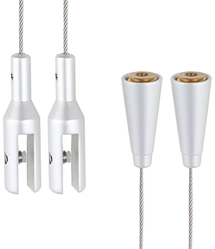 Support de plafond, Aluminium, Lot de 2, Display Kit de fils de tirer Explosion Code Système de fixation à suspendre Clip Cintre (Argent Aluminium)