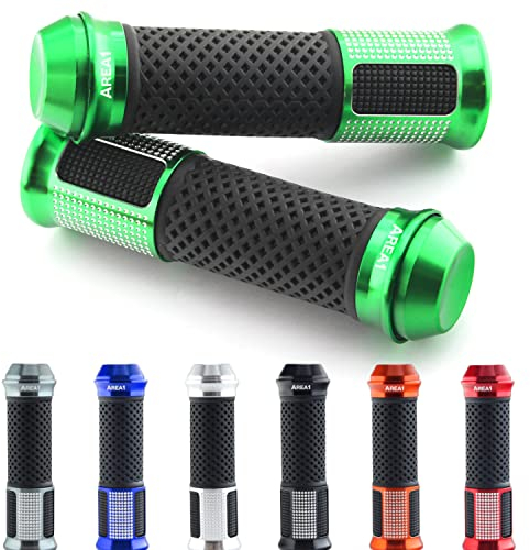 Area1 Manopole Manubrio Moto Universali Impugnature per Moto, Scooter, Antiscivolo, 2 pezzi, 22/24-25 mm, TC-Line Verde, Compatibile con KSR