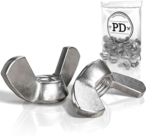 PD Dadi ad ala M8 (DIN 315), di alta qualità, in acciaio inox A2 V2A, dado a farfalla per uso universale, 25 pezzi