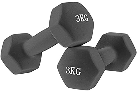 FFitness Coppia Manubri Fitness in Casa (2 x 3 kg) Presa antiscivolo Set Pesi per Palestra Aerobica Pilates Yoga